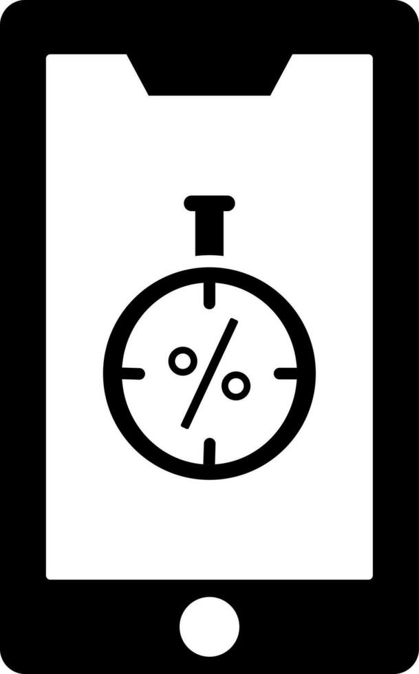 Discount offer time in smartphone icon. vector