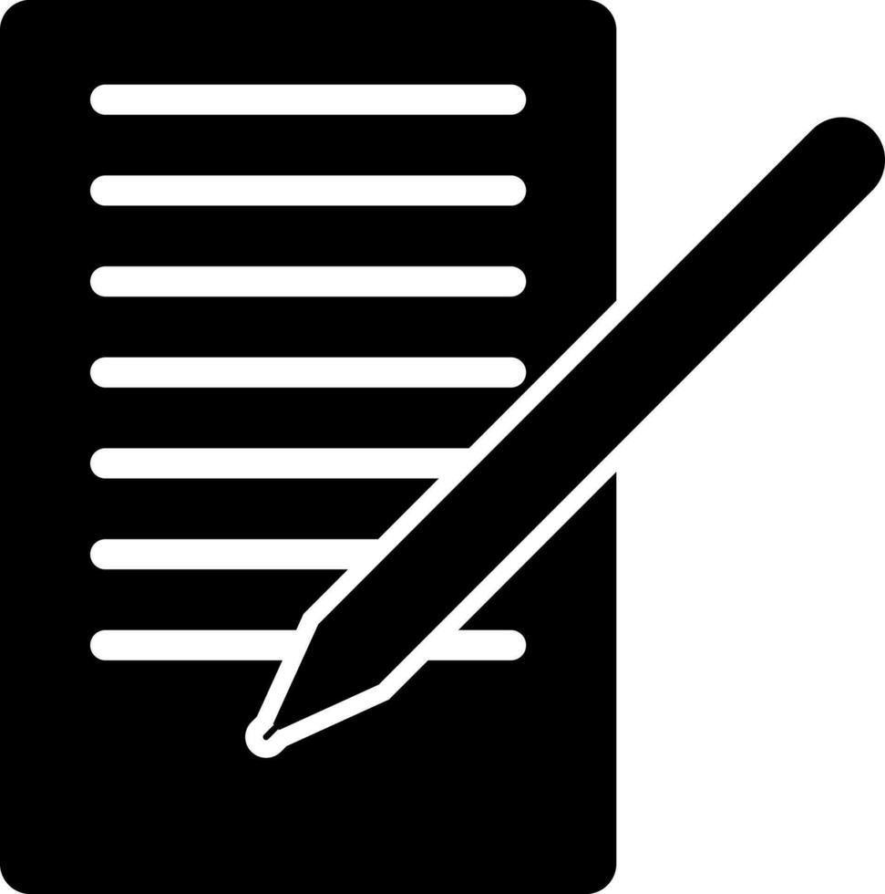 Flat style pencil with paper note icon. vector