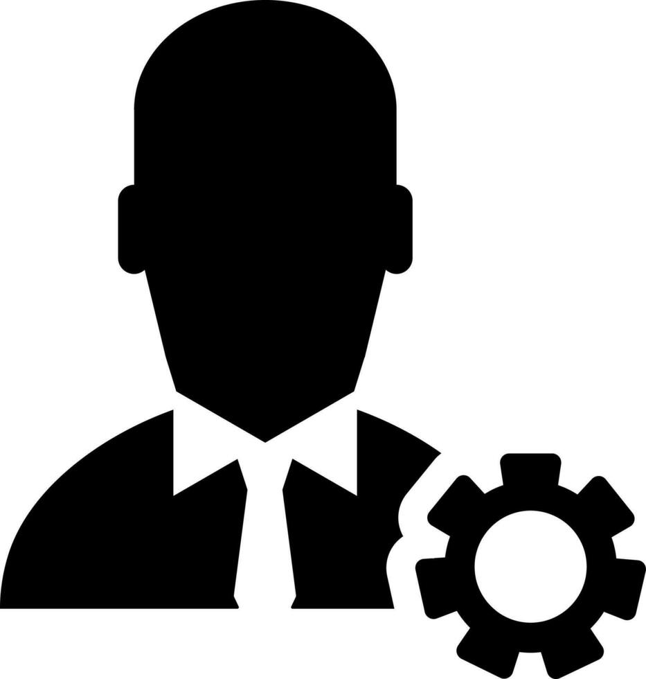 Black and White manager or user setting icon in flat style. vector