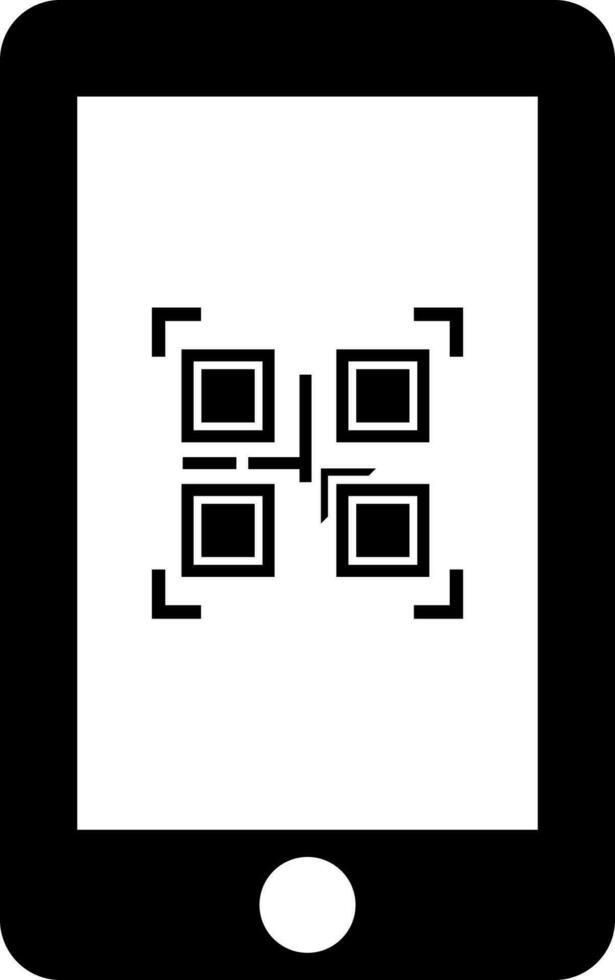 qr código escáner en teléfono inteligente glifo icono. vector