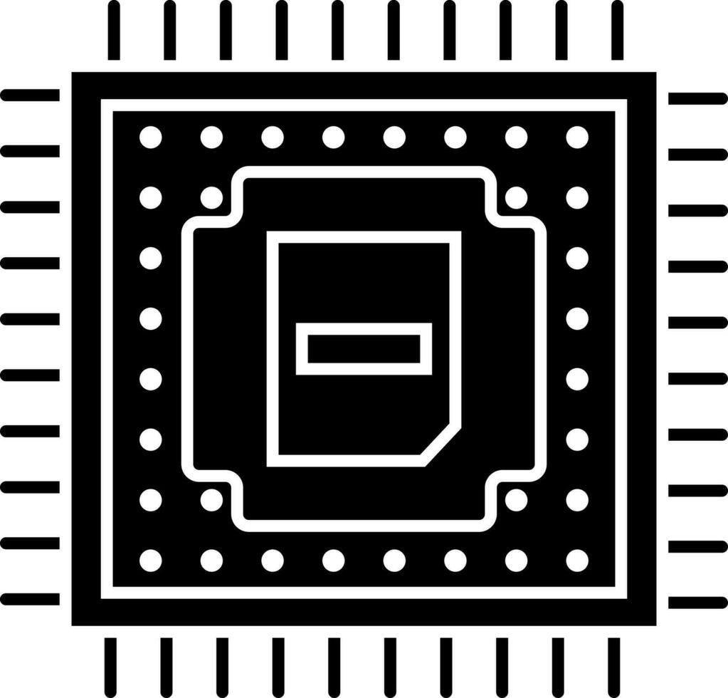 procesador chip icono o símbolo en plano estilo. vector