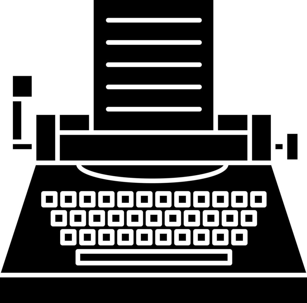 máquina de escribir icono en negro y blanco color. vector