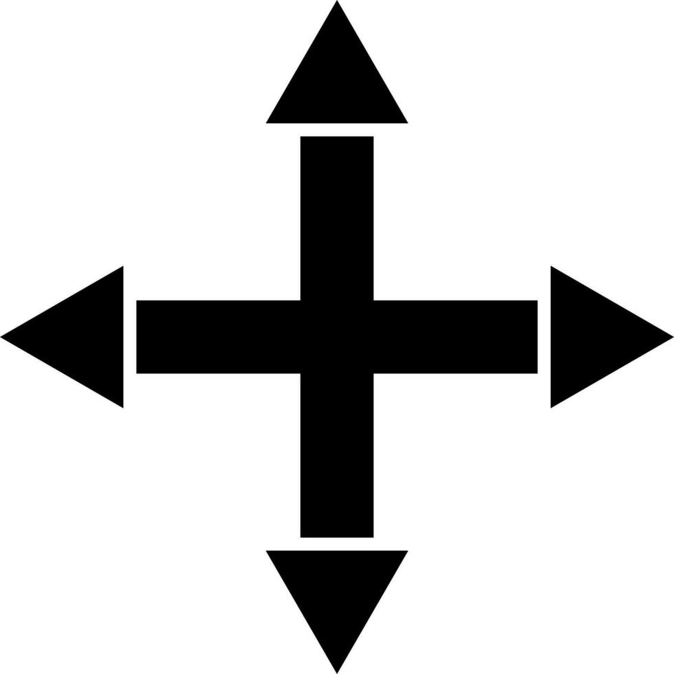 Four way intersection arrow icon. vector