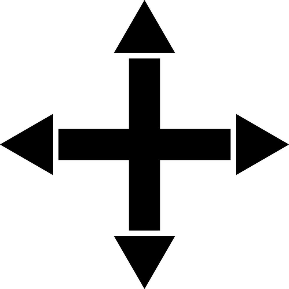 Four way intersection arrow icon. vector