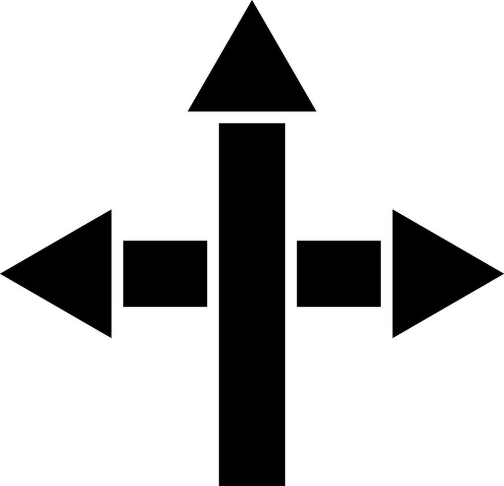 Three way intersection arrow icon. vector