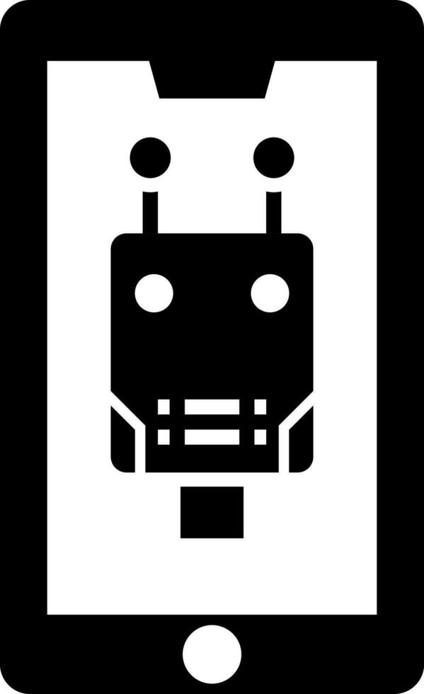 Robot controlled by smartphone icon. vector