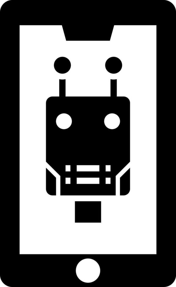 Robot controlled by smartphone icon. vector