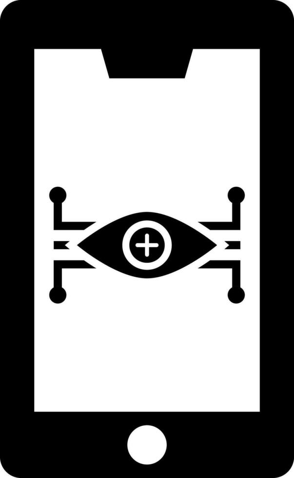 Eye scanner app in smartphone icon. vector