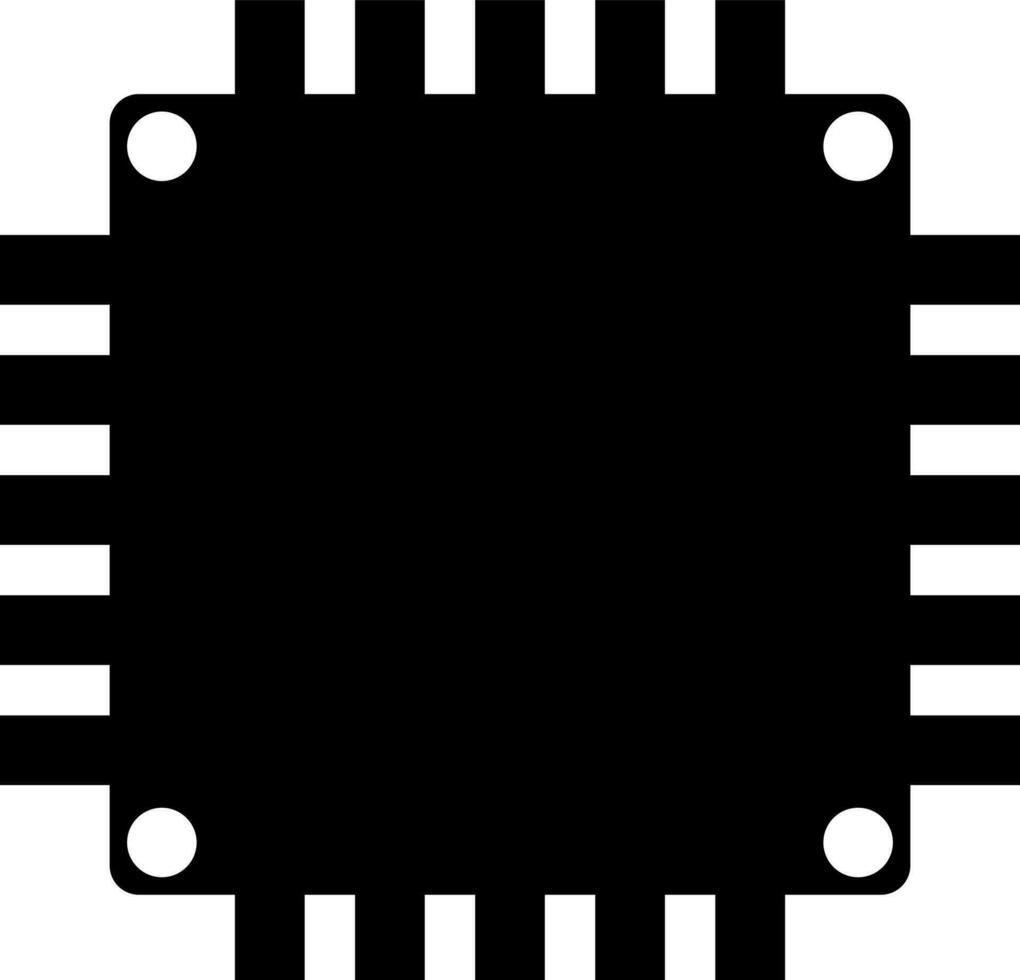 Black and White illustration of cpu chip icon. vector