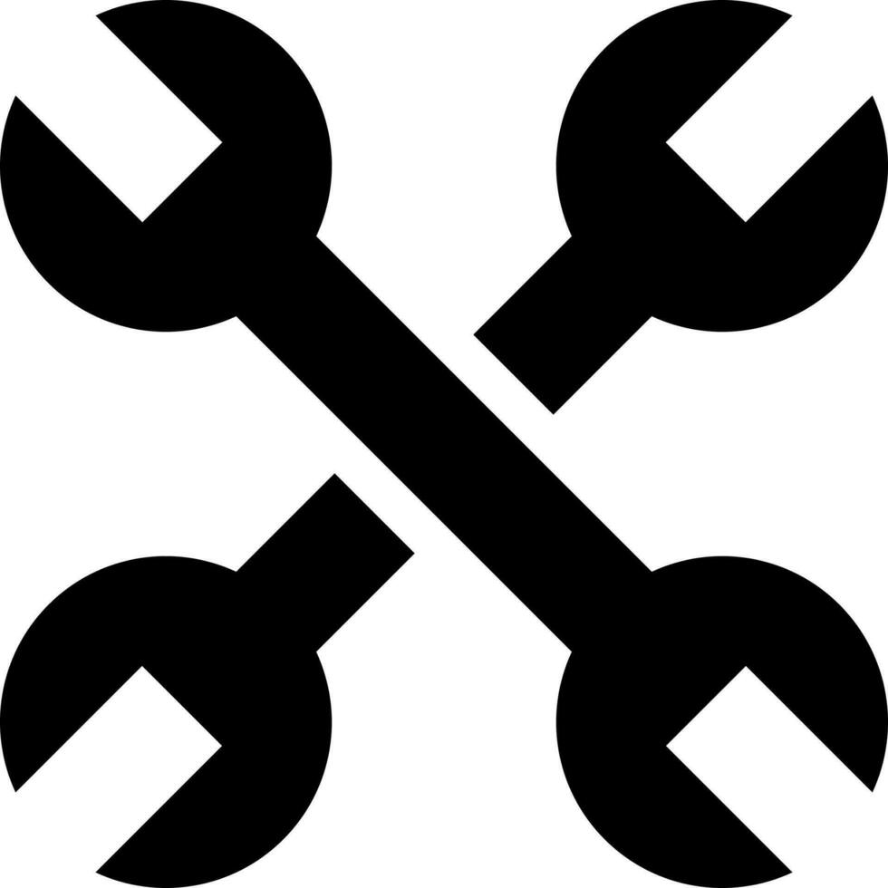 Crossed wrench icon in black color. vector