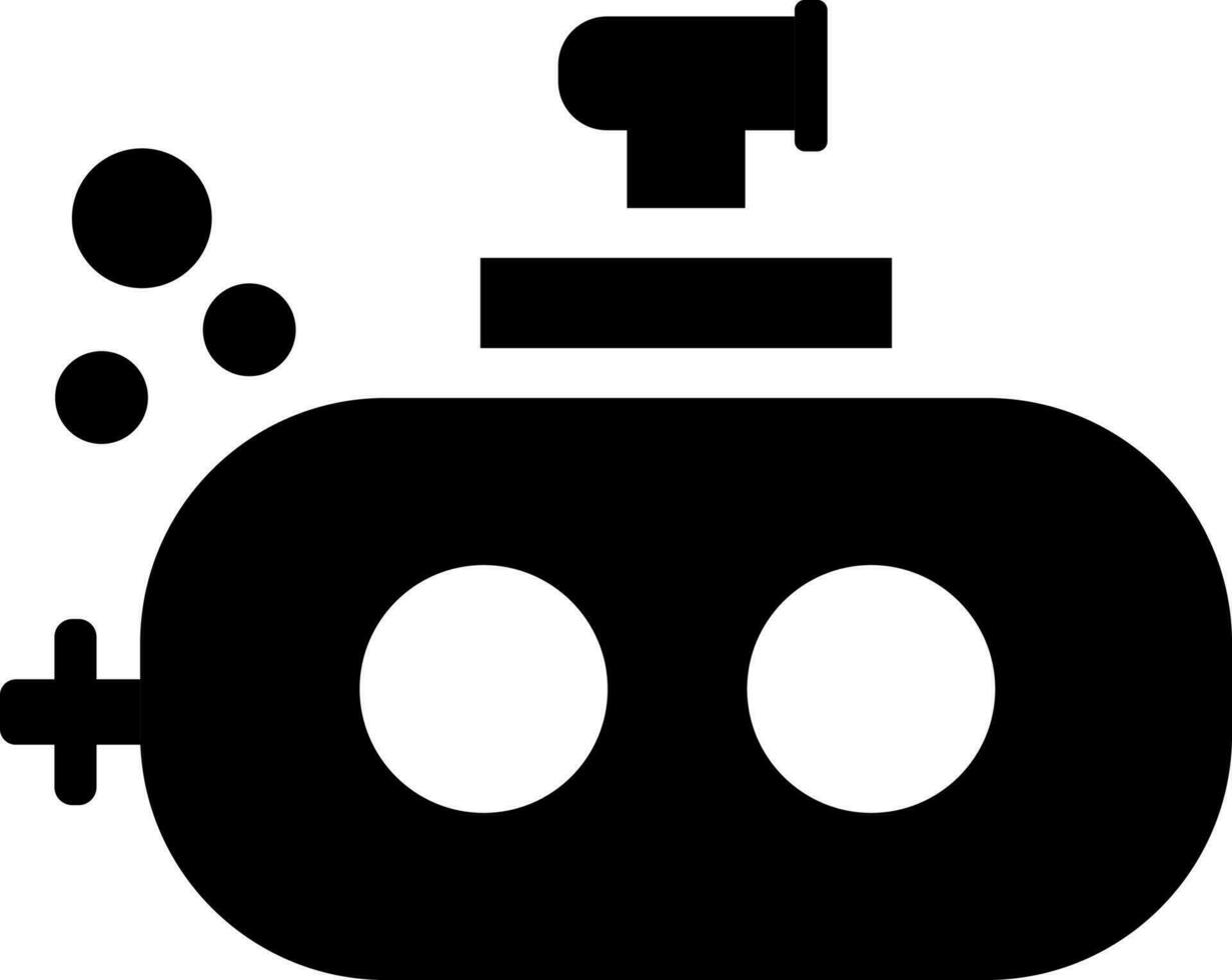 Illustration of submarine glyph icon. vector