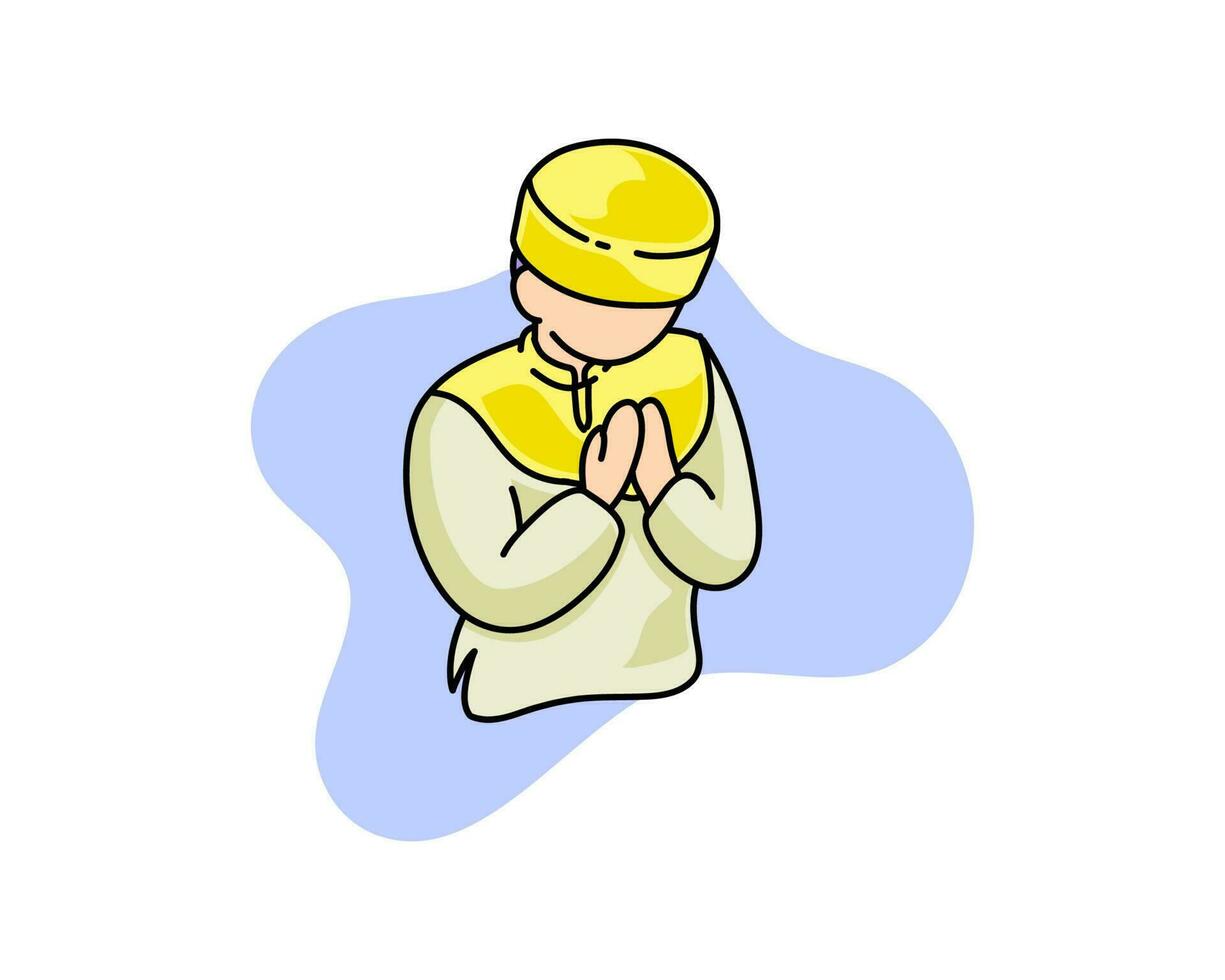 Illustration of pray men. Islamic illustration vector