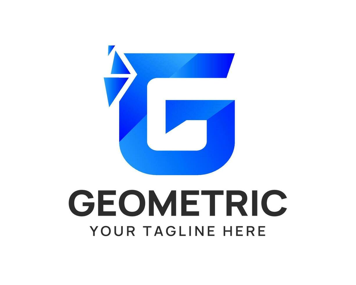 Letter G blue gradient logo with pixel splash vector