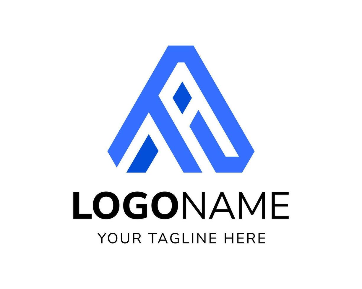 Triangle letter AI logo design with monoline style vector