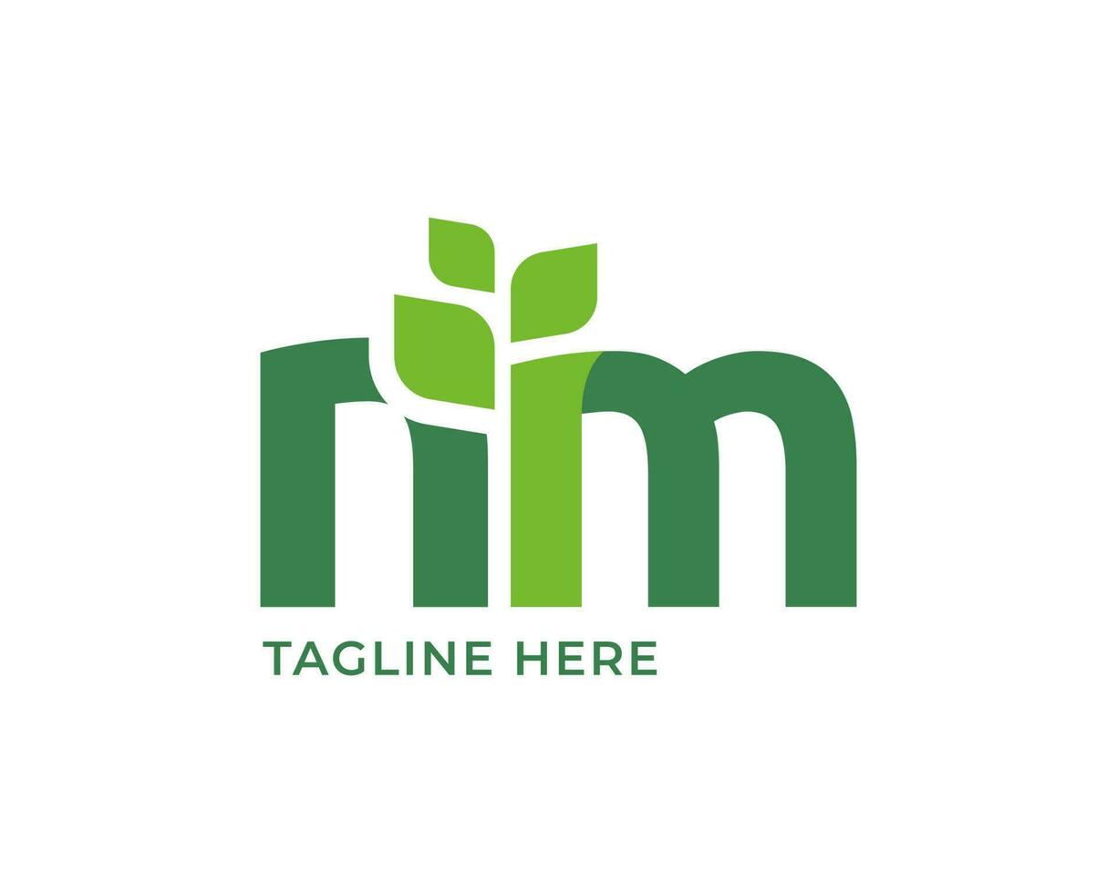 Letter NM leaf nature logo vector