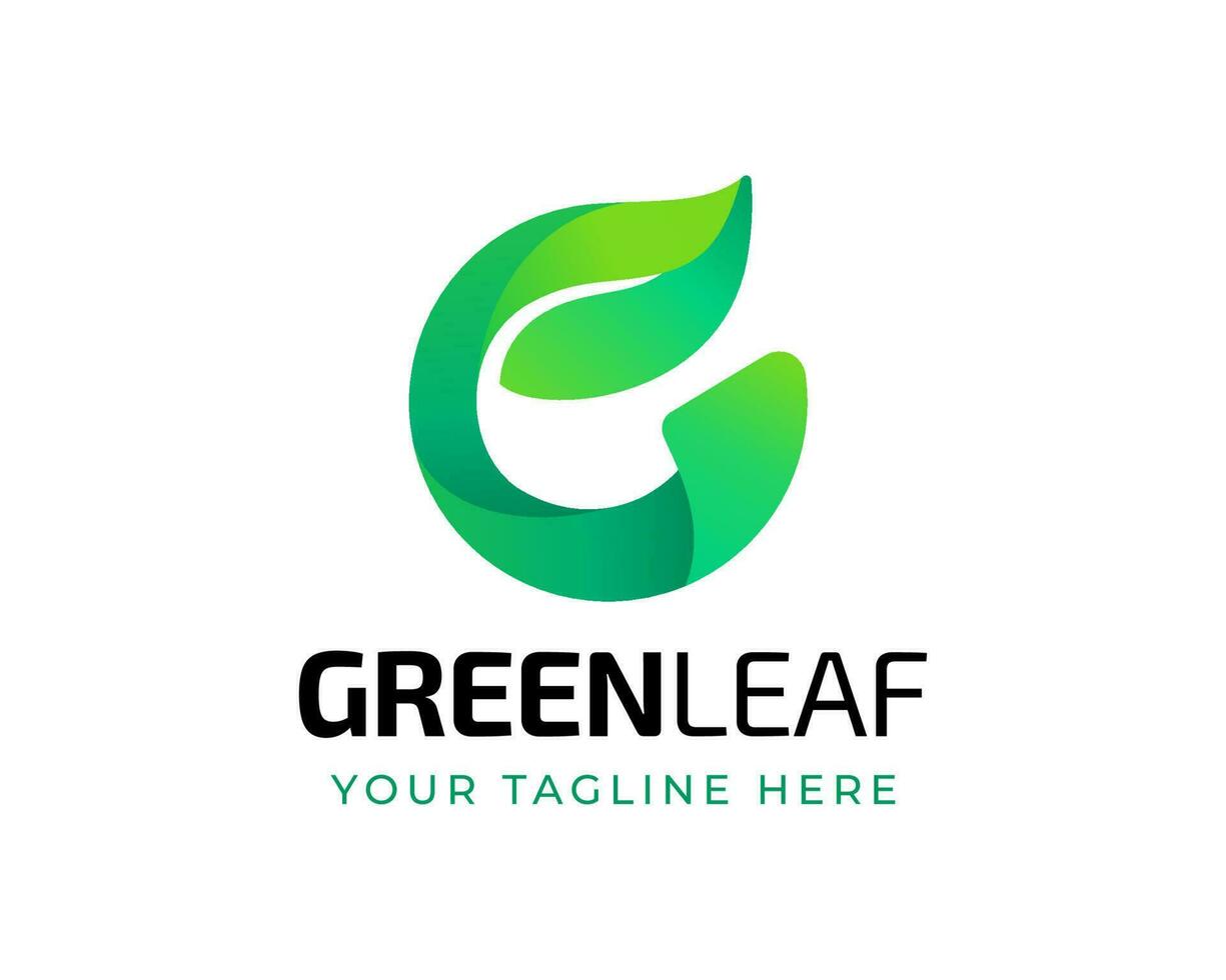 Letter G leaf with green gradation logo vector