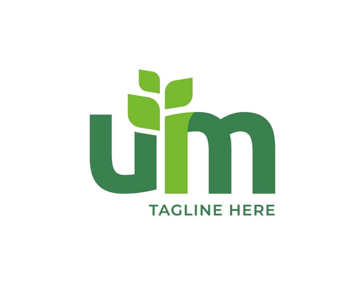 Letter UM leaf nature logo vector