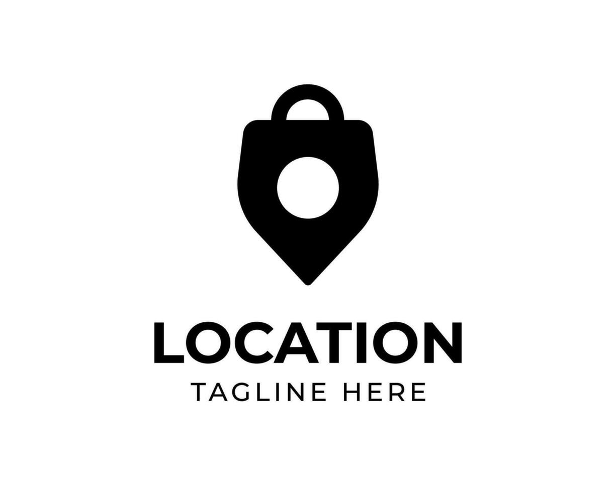 ubicación marca con compras bolso logo vector