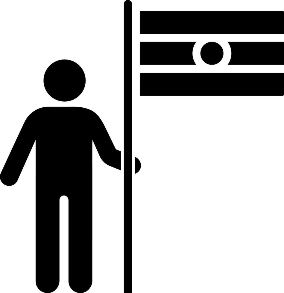 Man holding Indian National flag glyph icon. vector