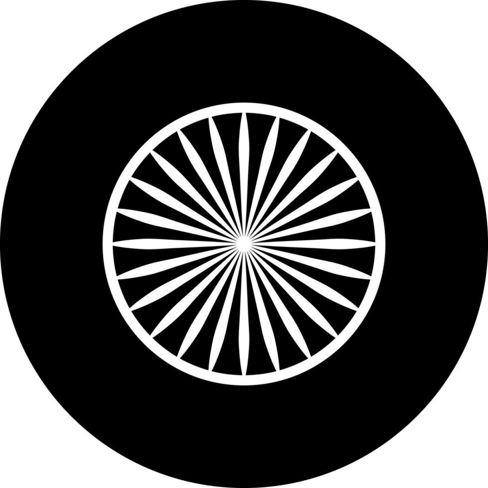 Black and White illustration of Ashok wheel icon. vector