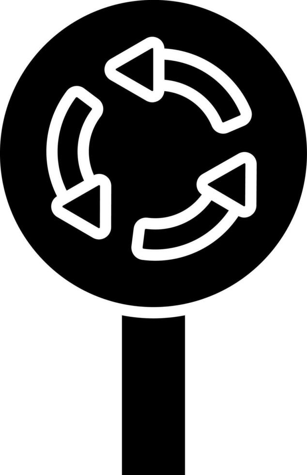 Roundabout sign board glyph icon. vector