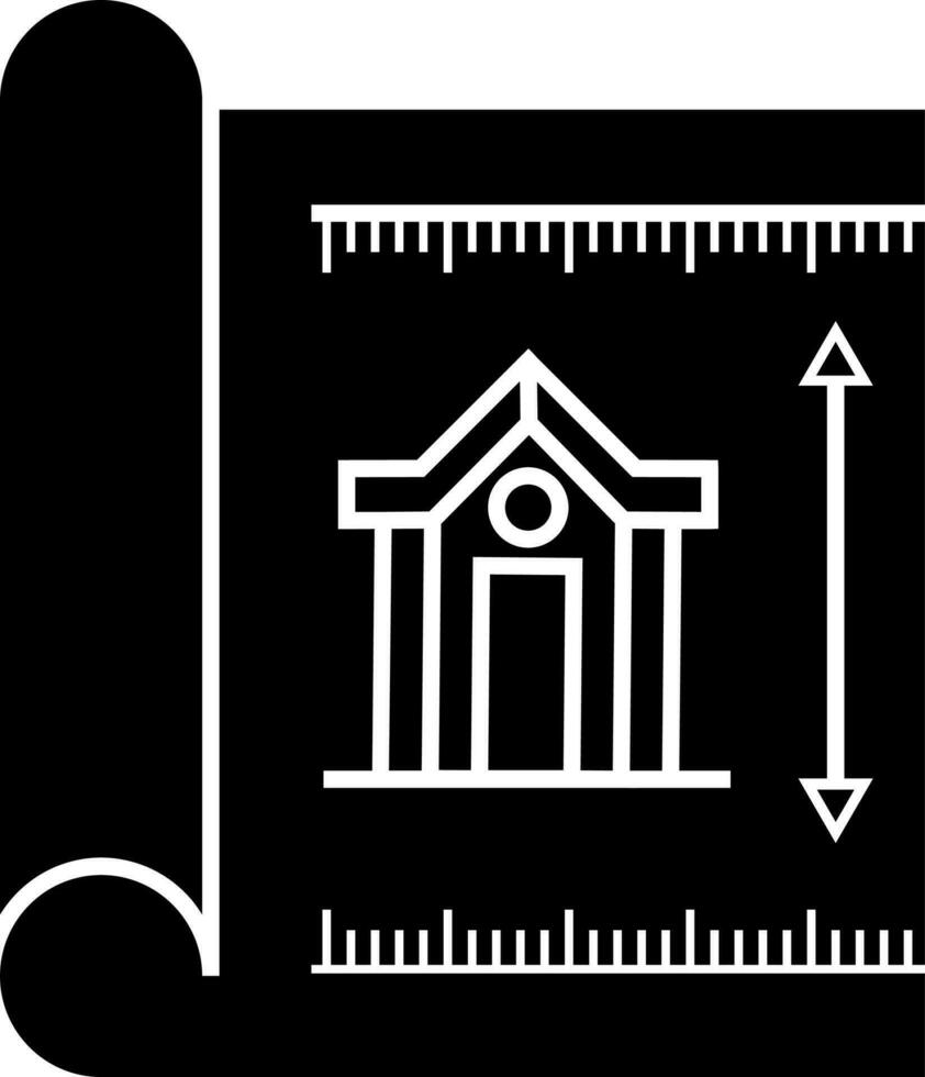 Black and White Architectural blueprint icon. vector