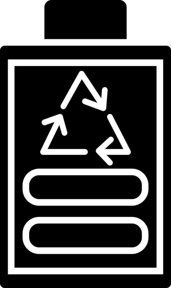 Recycling battery icon in black and white color. vector