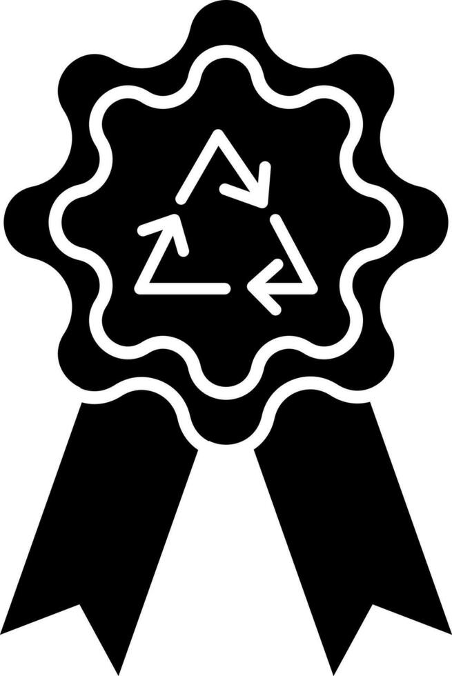 icono de negro y blanco Insignia con un reciclar signo. vector