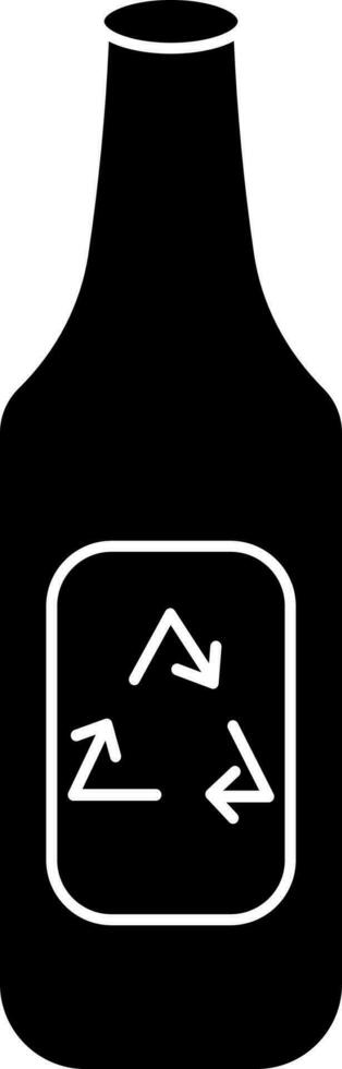 Black and White recycling plastic or glass bottle icon. vector