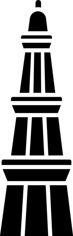 Qutub minar glyph icon or symbol. vector