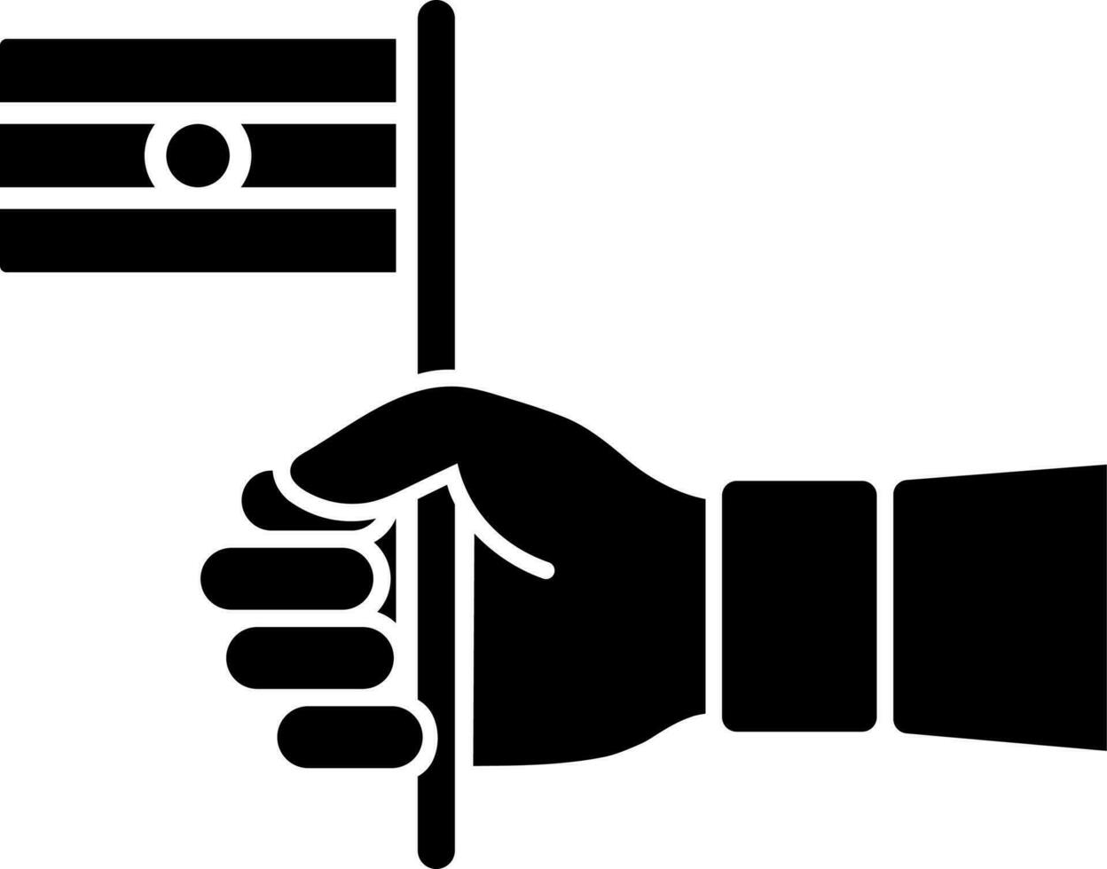 Vector illustration of hand holding Indian National flag.