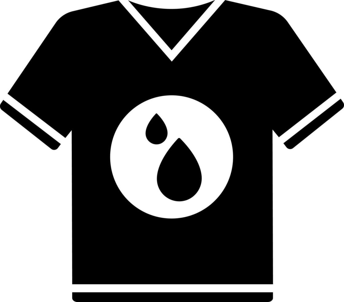 Illustration of drop symbol on t-shirt glyph icon. vector