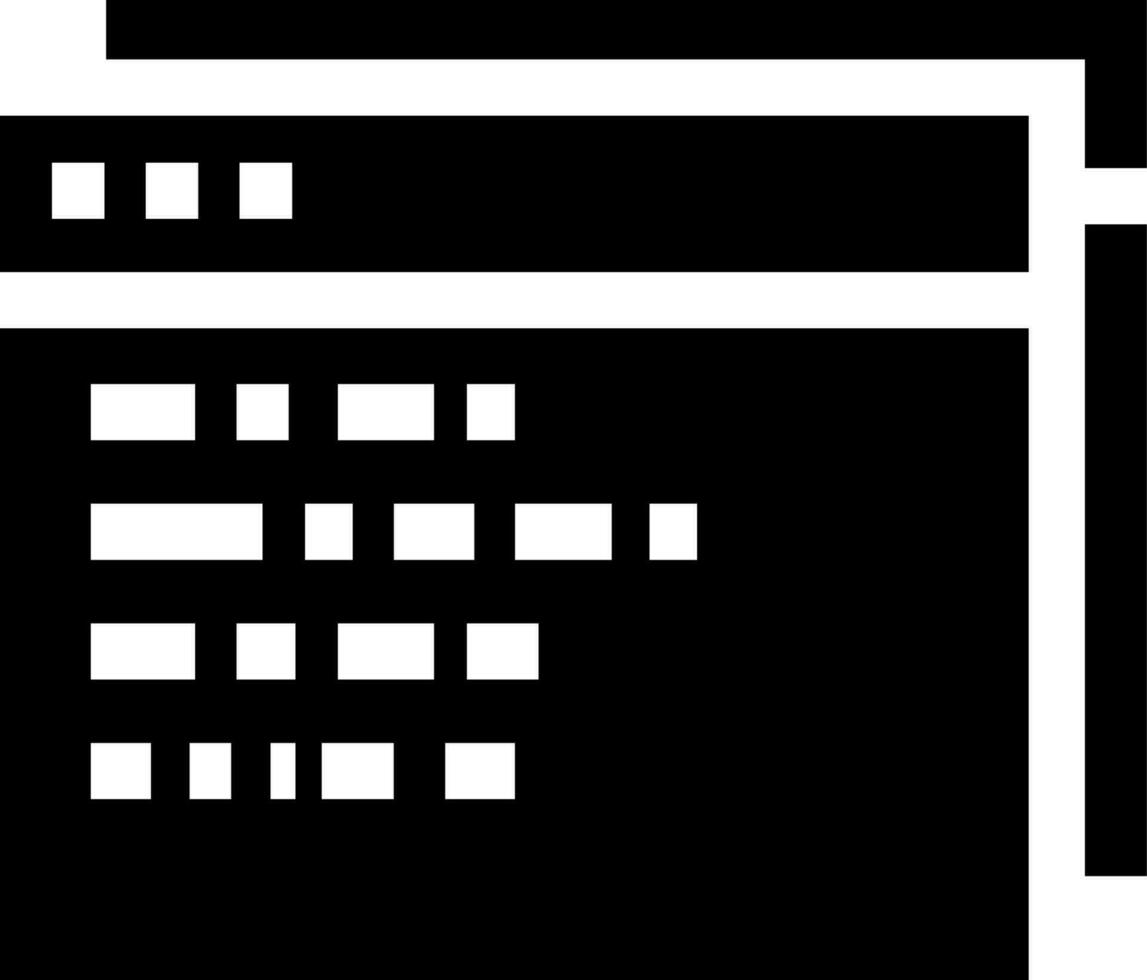 navegador ventana icono en negro y blanco color. vector