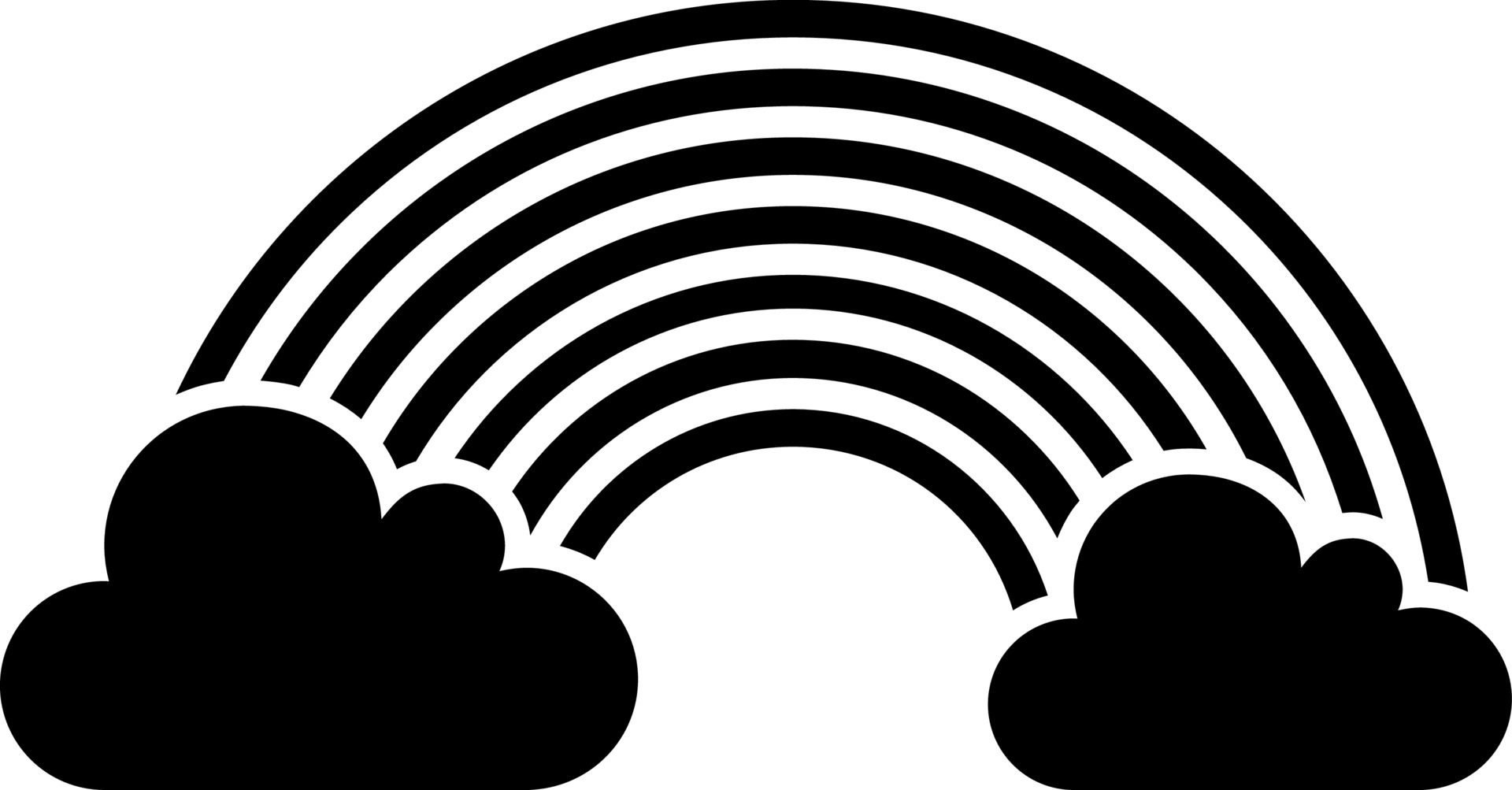 Black and White illustration of rainbow with clouds icon. 24278877