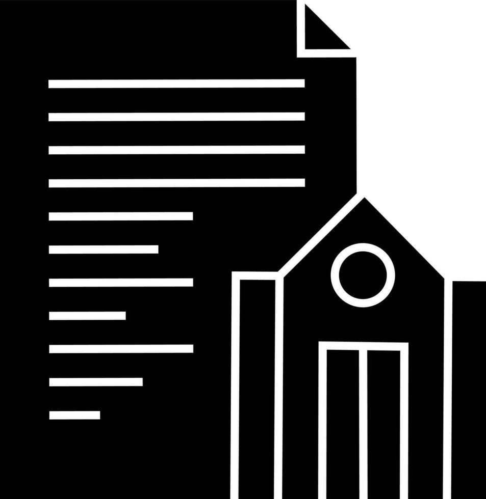 blanco documento con casa acuerdo símbolo en negro y blanco color. vector