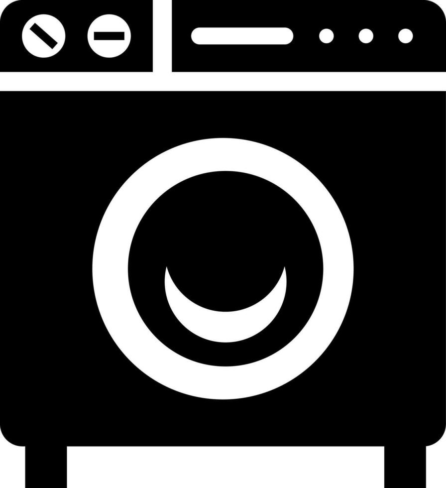 Black and White illustration of washing machine icon. vector