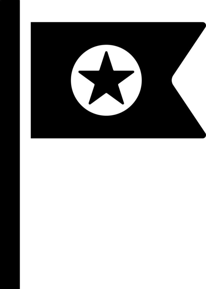 plano estilo estrella bandera icono en negro y blanco color. vector