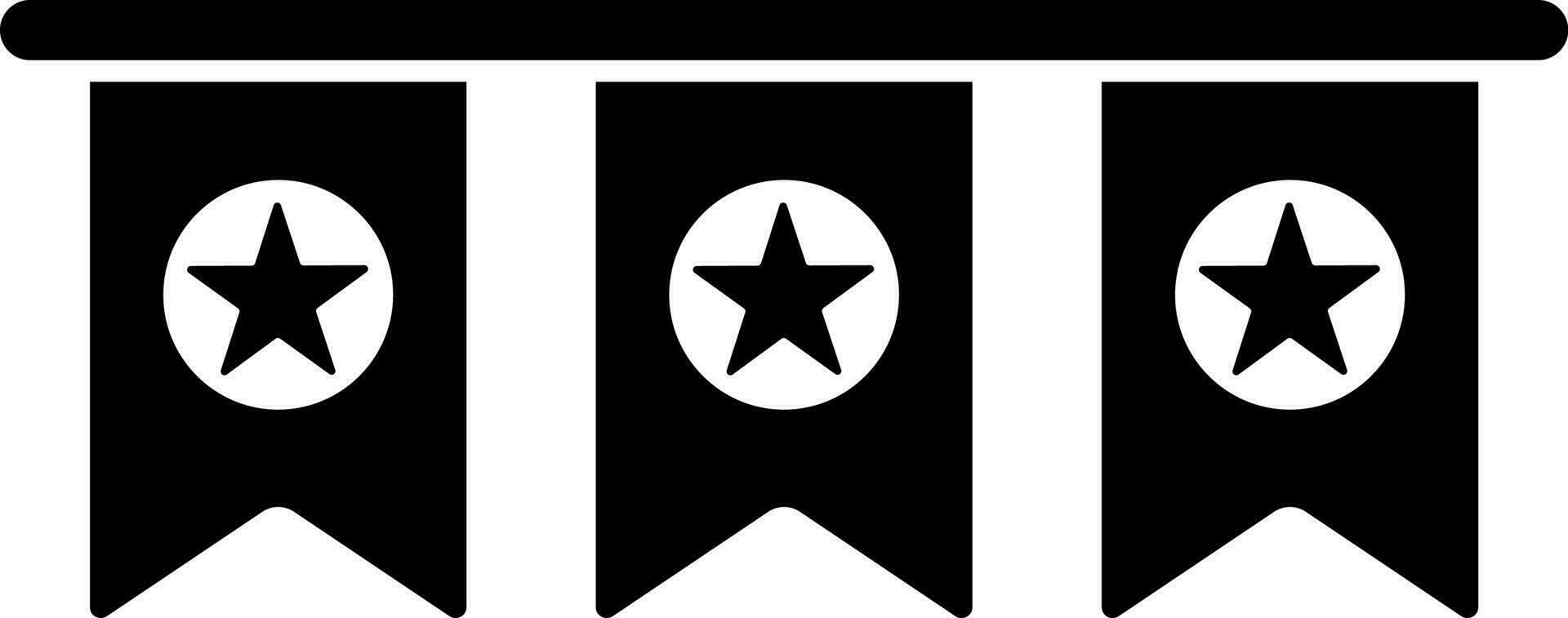 Star bunting flag glyph icon or symbol. vector