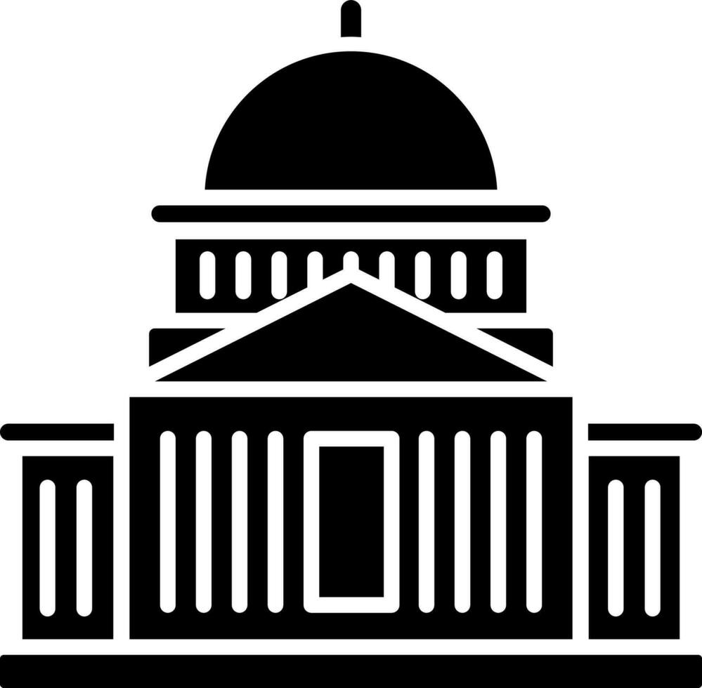 Black and White illustration of capitol building icon. vector