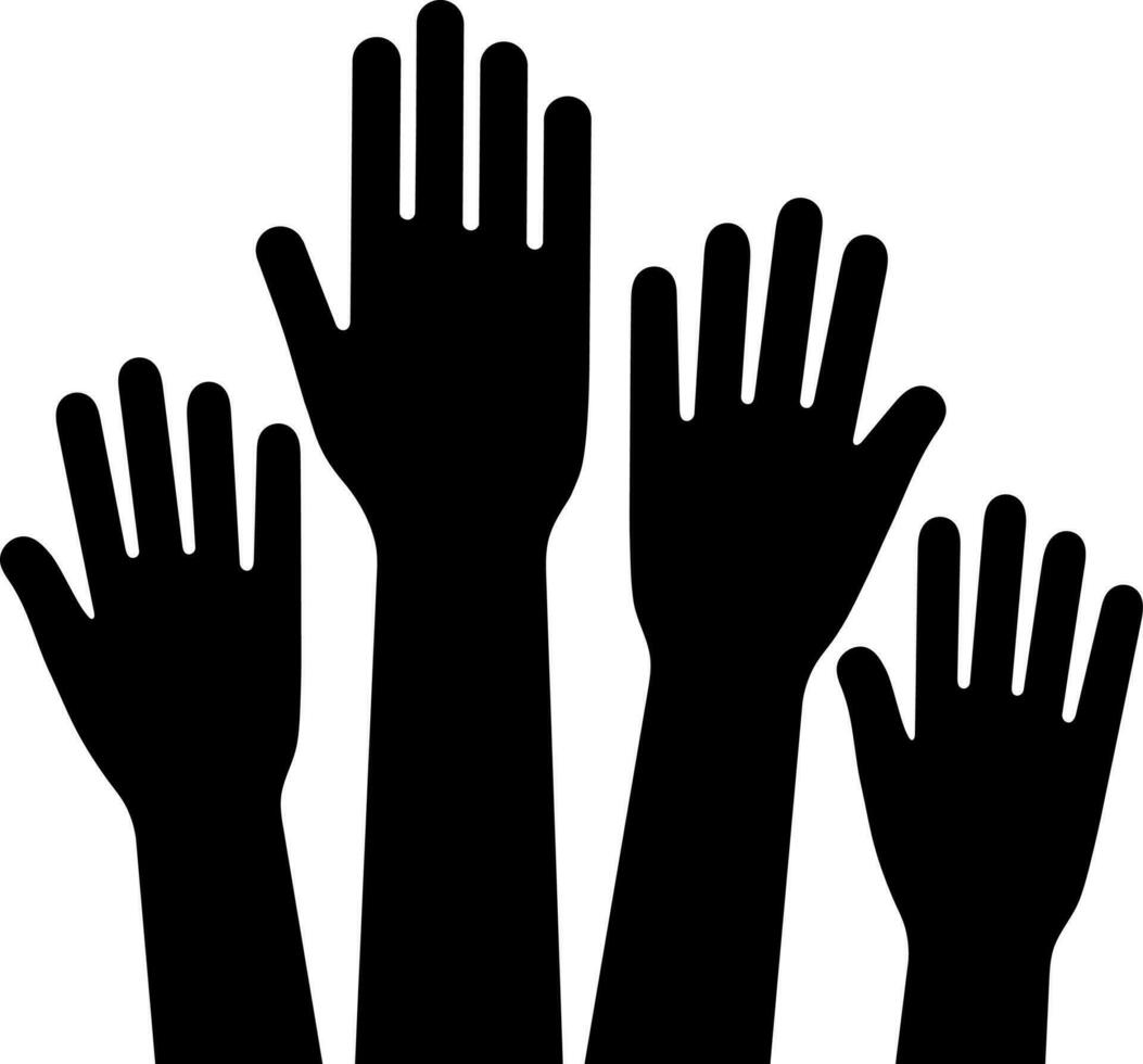Illustration of hands up or volunteer glyph icon. vector