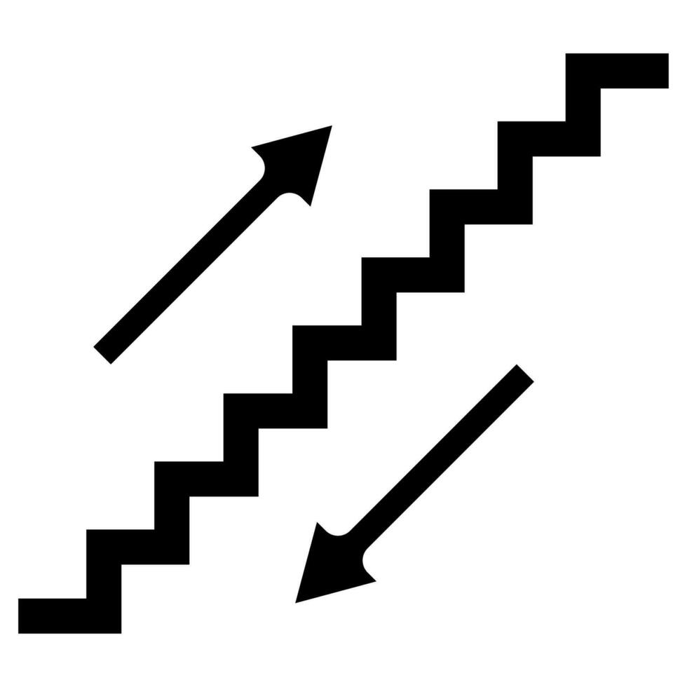 símbolo signo. escalera pictograma, para direcciones para yendo arriba y abajo el escaleras, dos camino escalera función vector