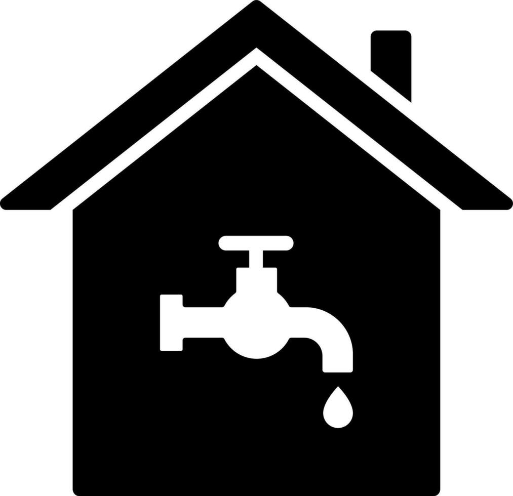 Glyph illustration of plumbing home icon. vector