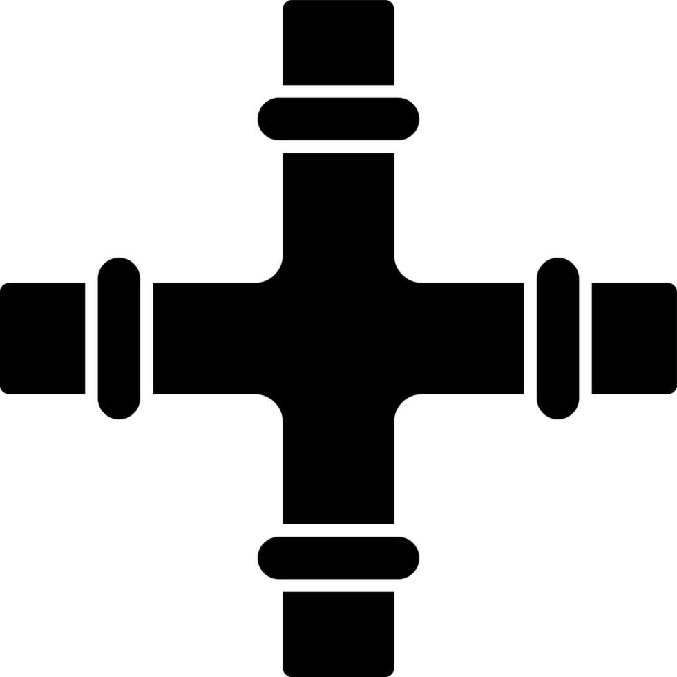 Pipe fitting glyph icon in flat  style. vector