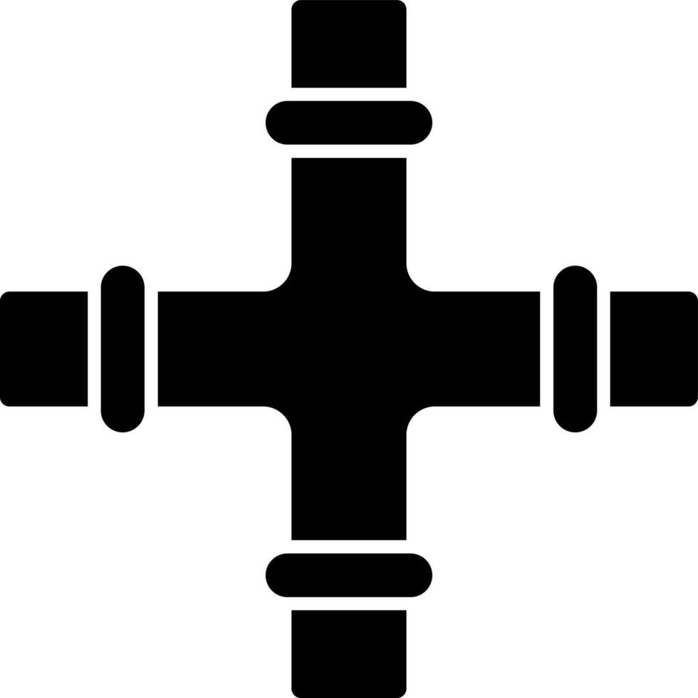 Pipe fitting glyph icon in flat  style. vector