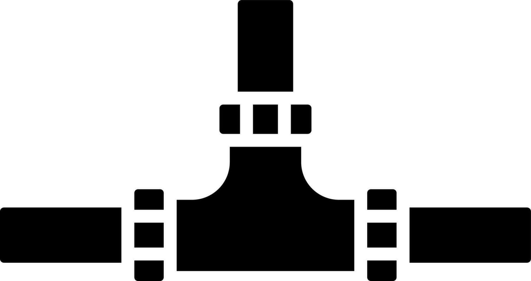 Three way pipe fitting glyph icon. vector
