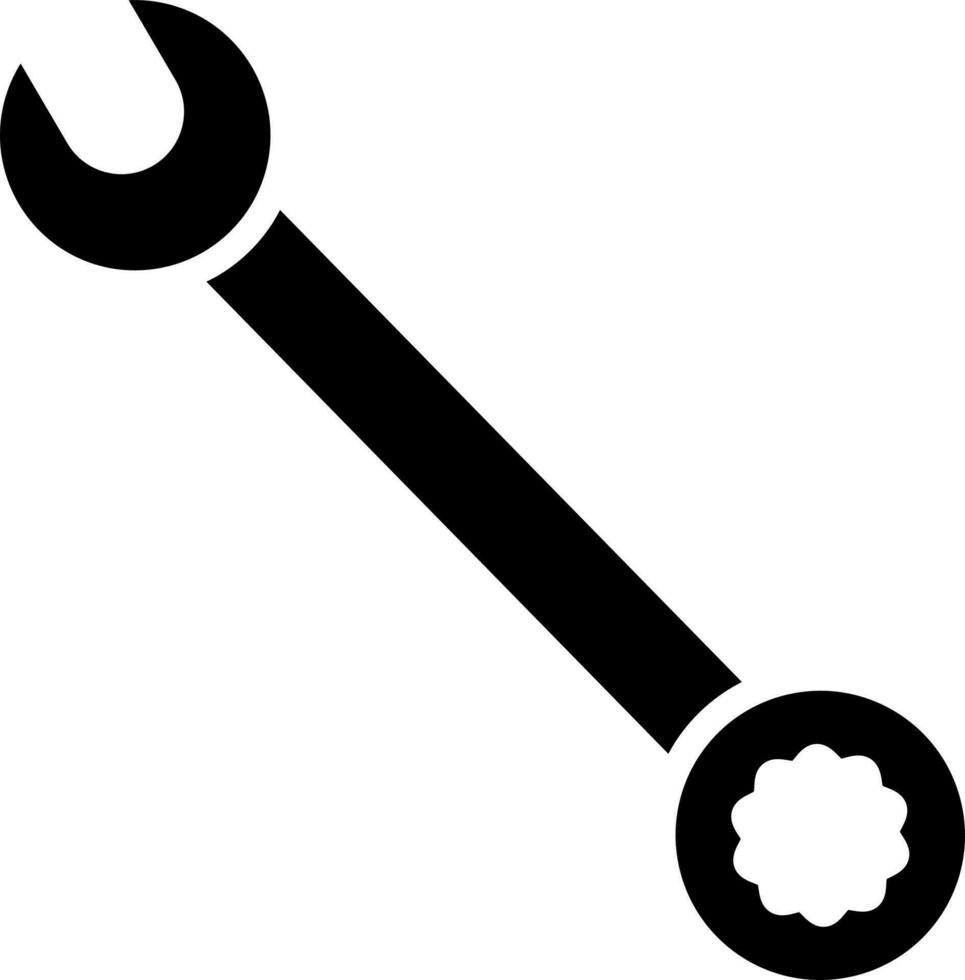 Ring wrench glyph icon. vector