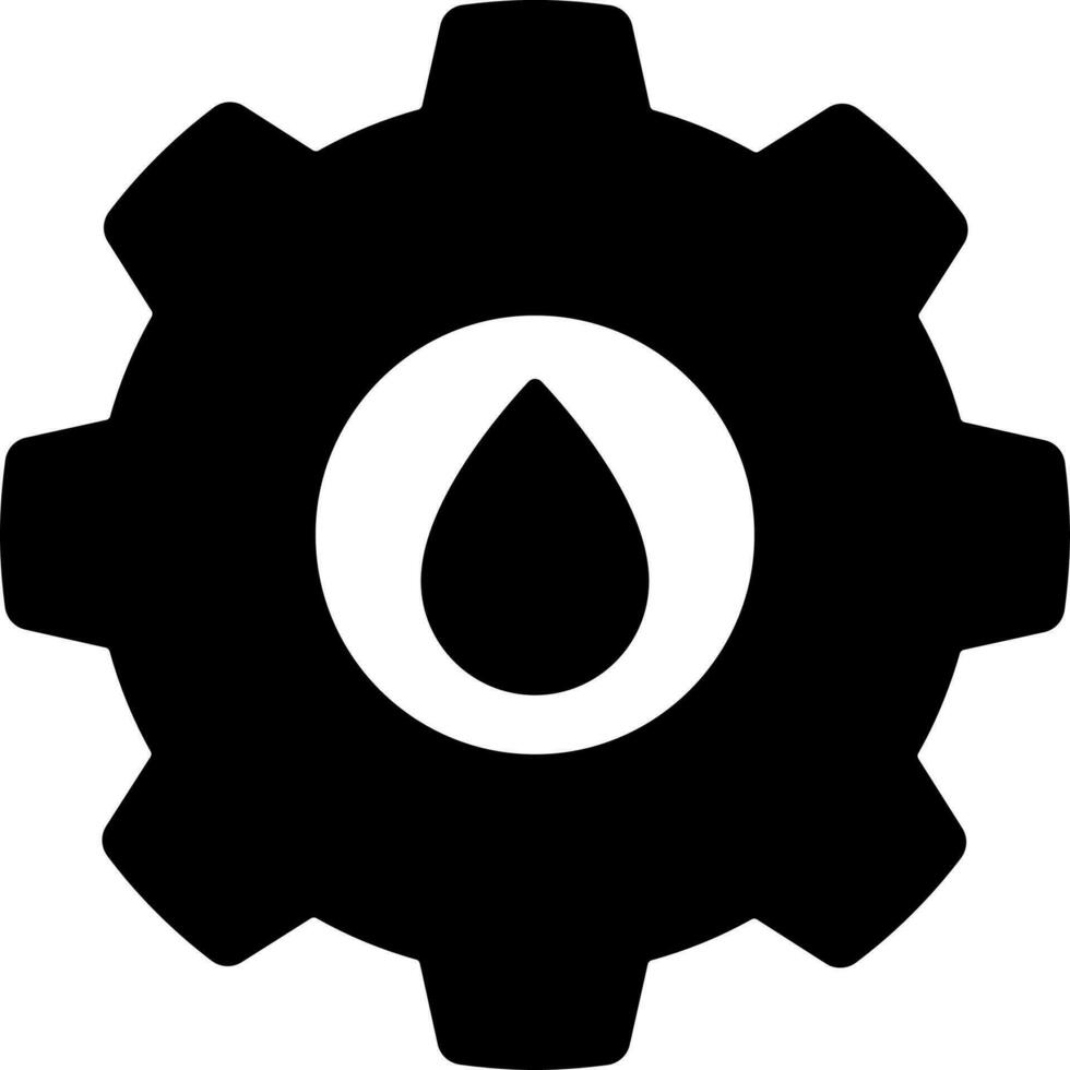 Drop in gear glyph icon or symbol. vector