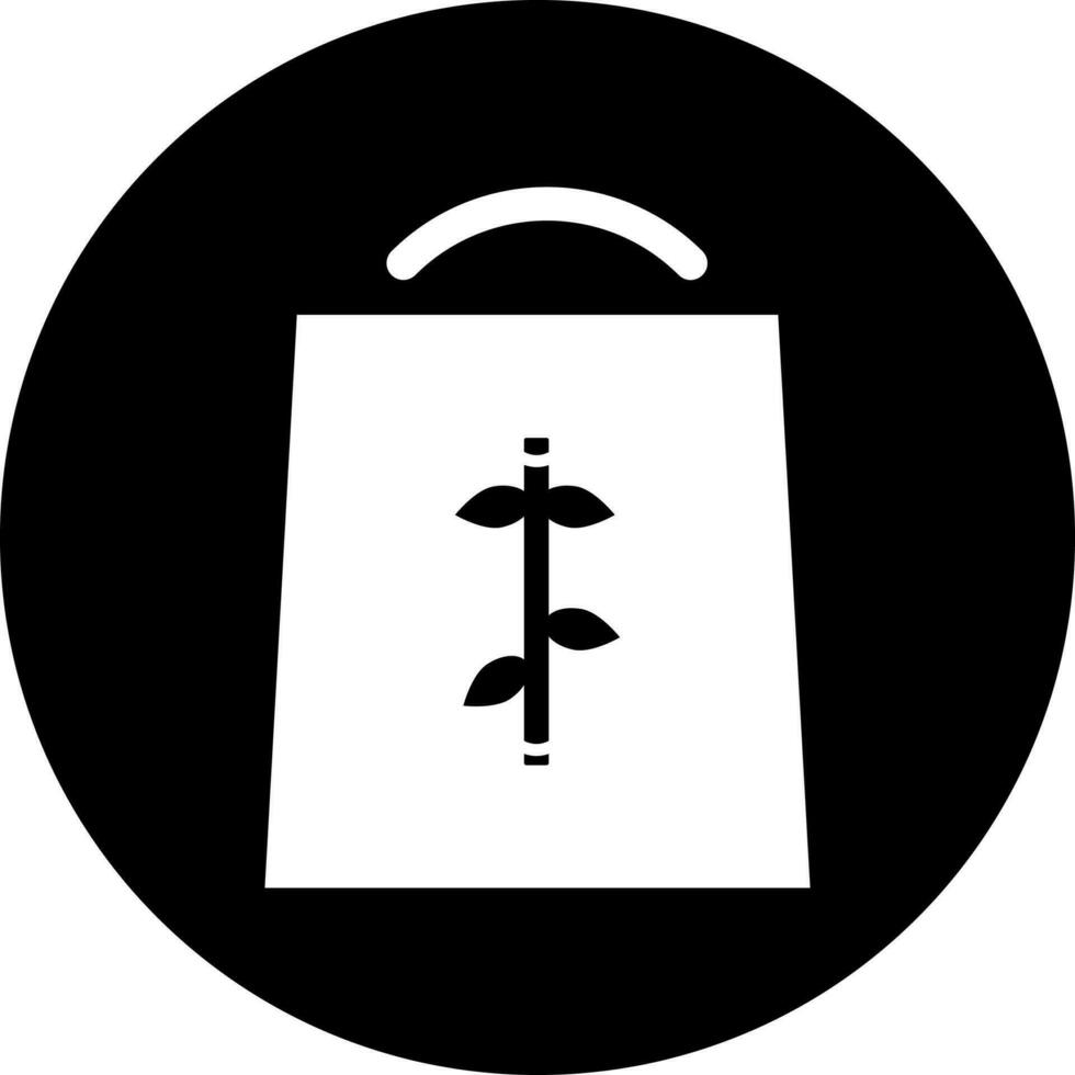 Black and White illustration of eco bag icon. vector