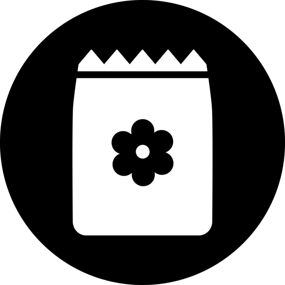 Black and White illustration of flower seed packet icon. vector