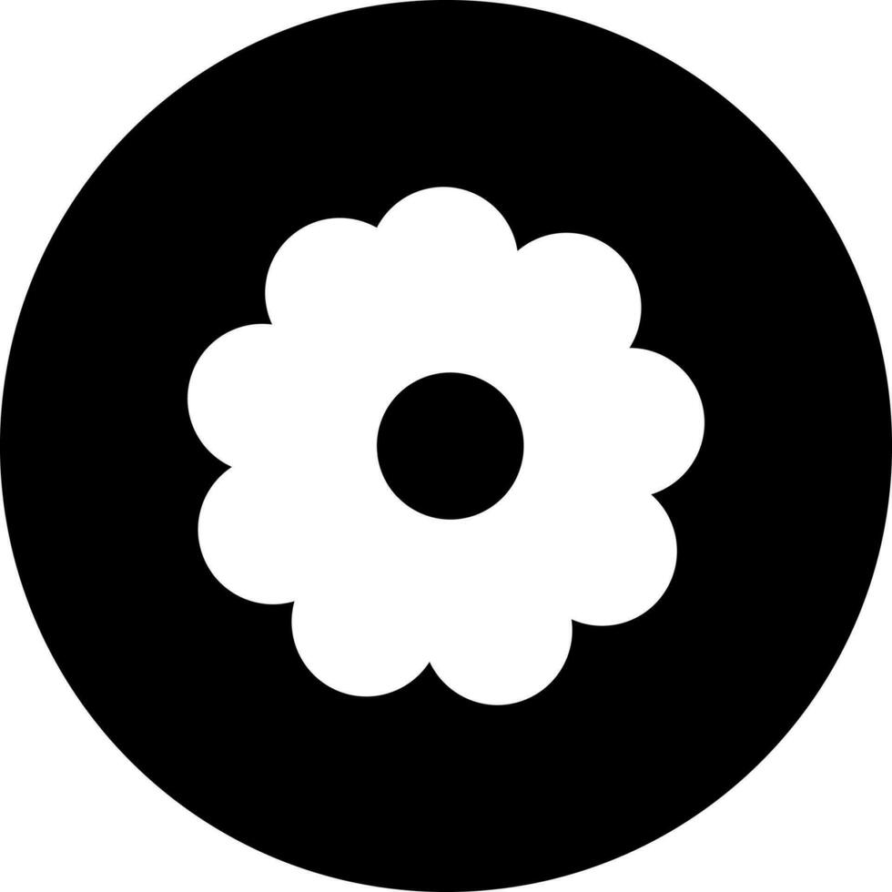 Black and White flower icon in flat style. vector